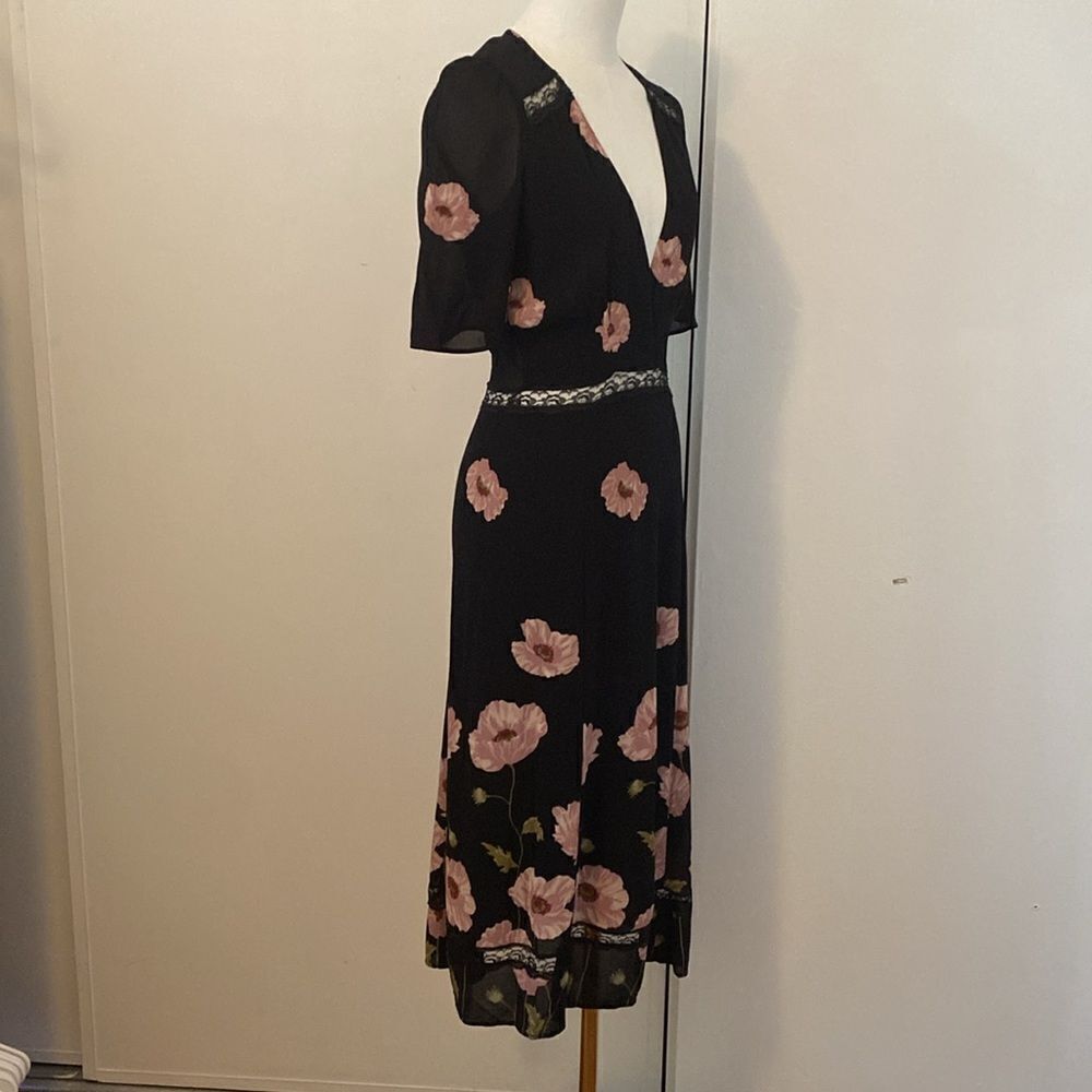 Reformation Black and Pink Floral Alina Dress Size 4 - Picture 8 of 15